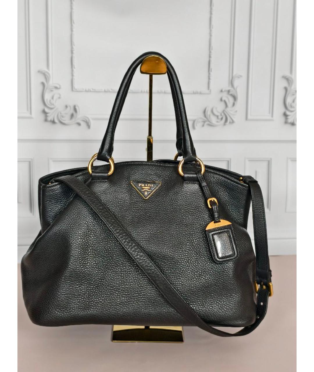 PRADA Черная кожаная сумка с короткими ручками, фото 8