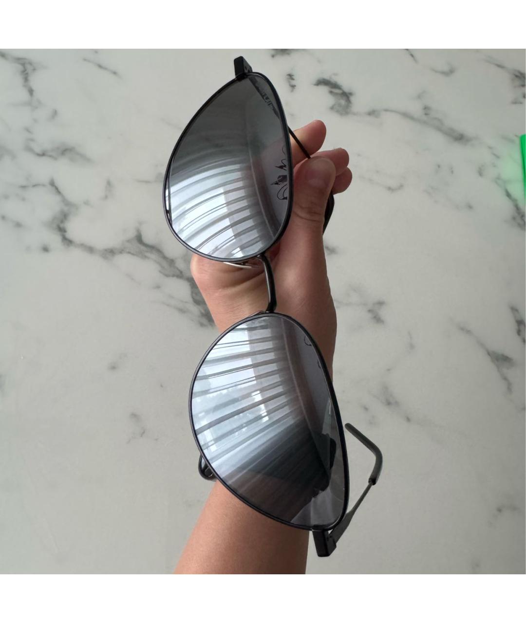 SAINT LAURENT Черные металлические солнцезащитные очки, фото 5