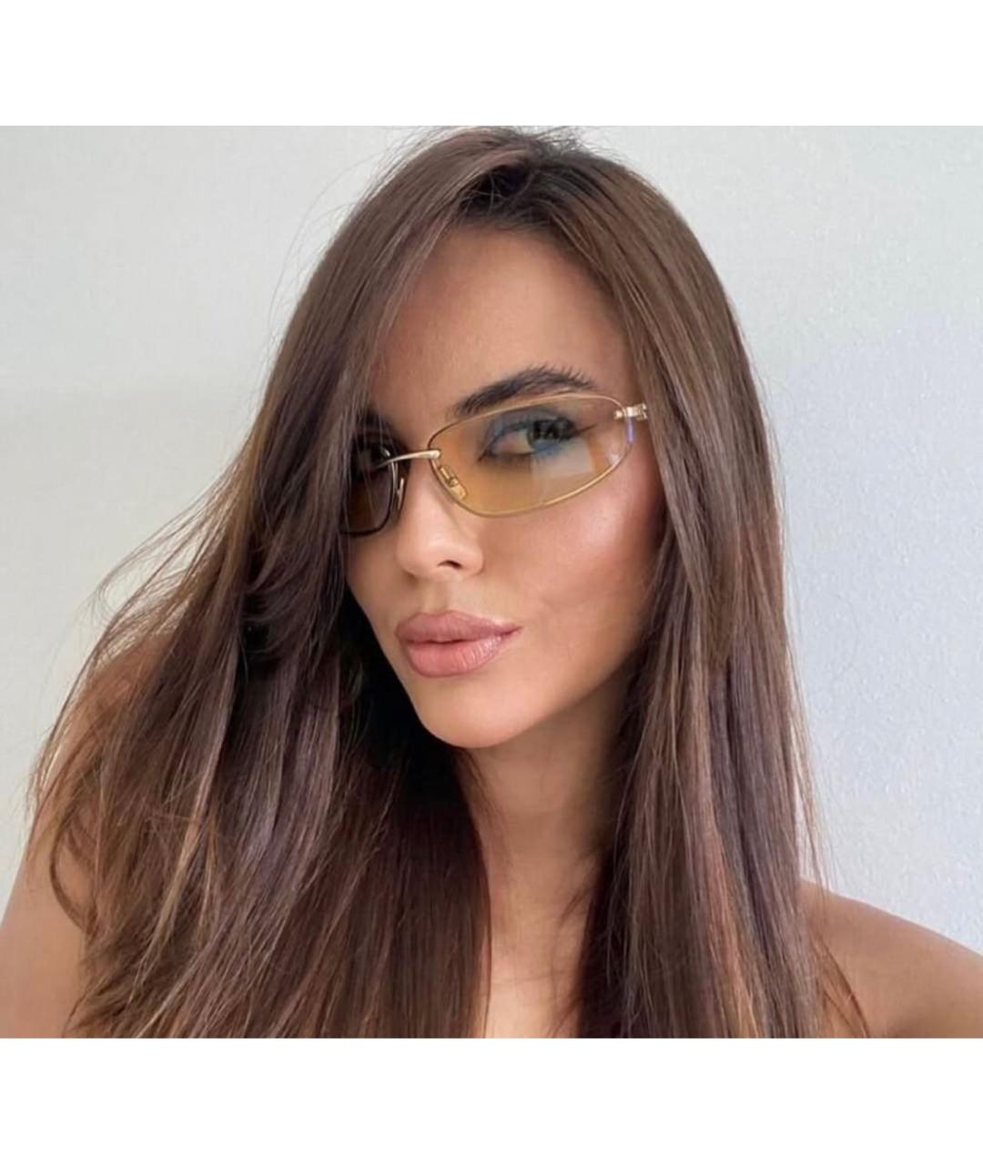 MIU MIU Коричневые металлические солнцезащитные очки, фото 3