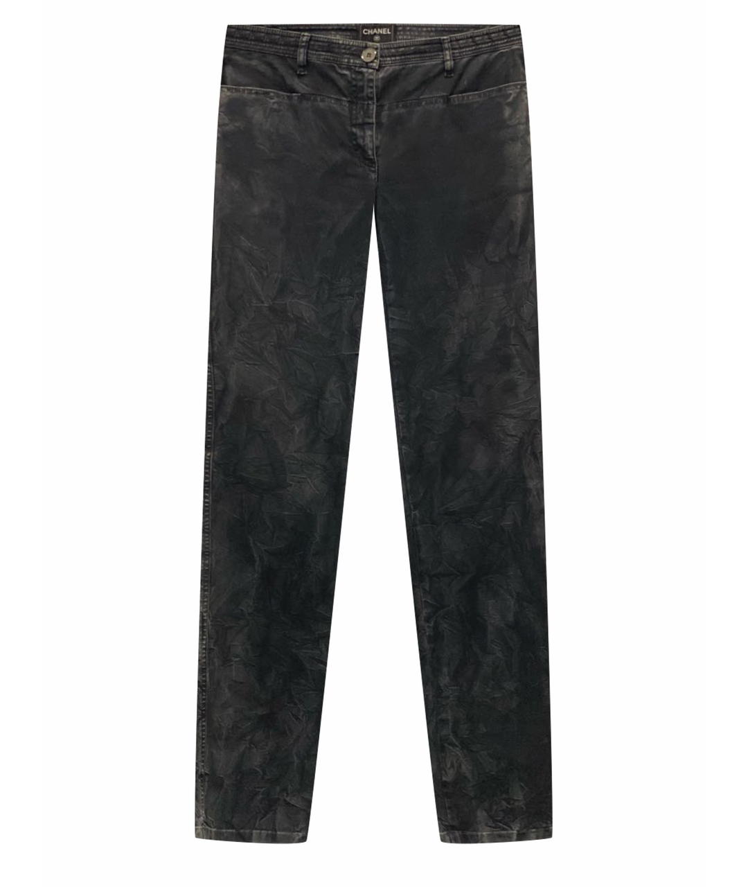 CHANEL PRE-OWNED Черные хлопко-эластановые прямые джинсы, фото 1