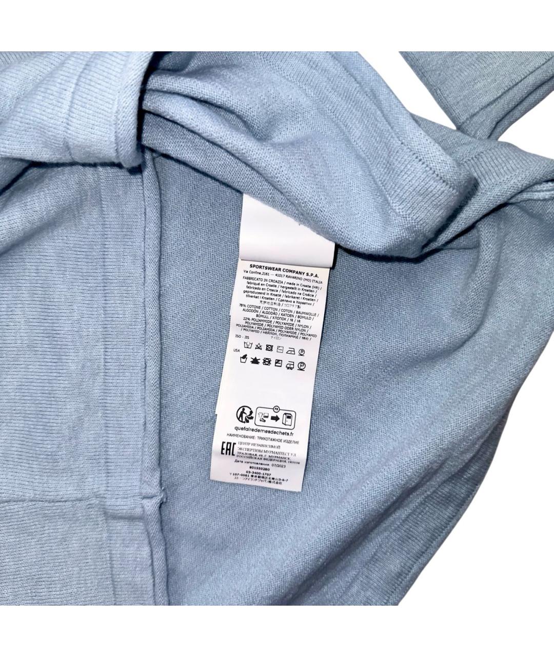 STONE ISLAND Голубой хлопко-эластановый джемпер / свитер, фото 5