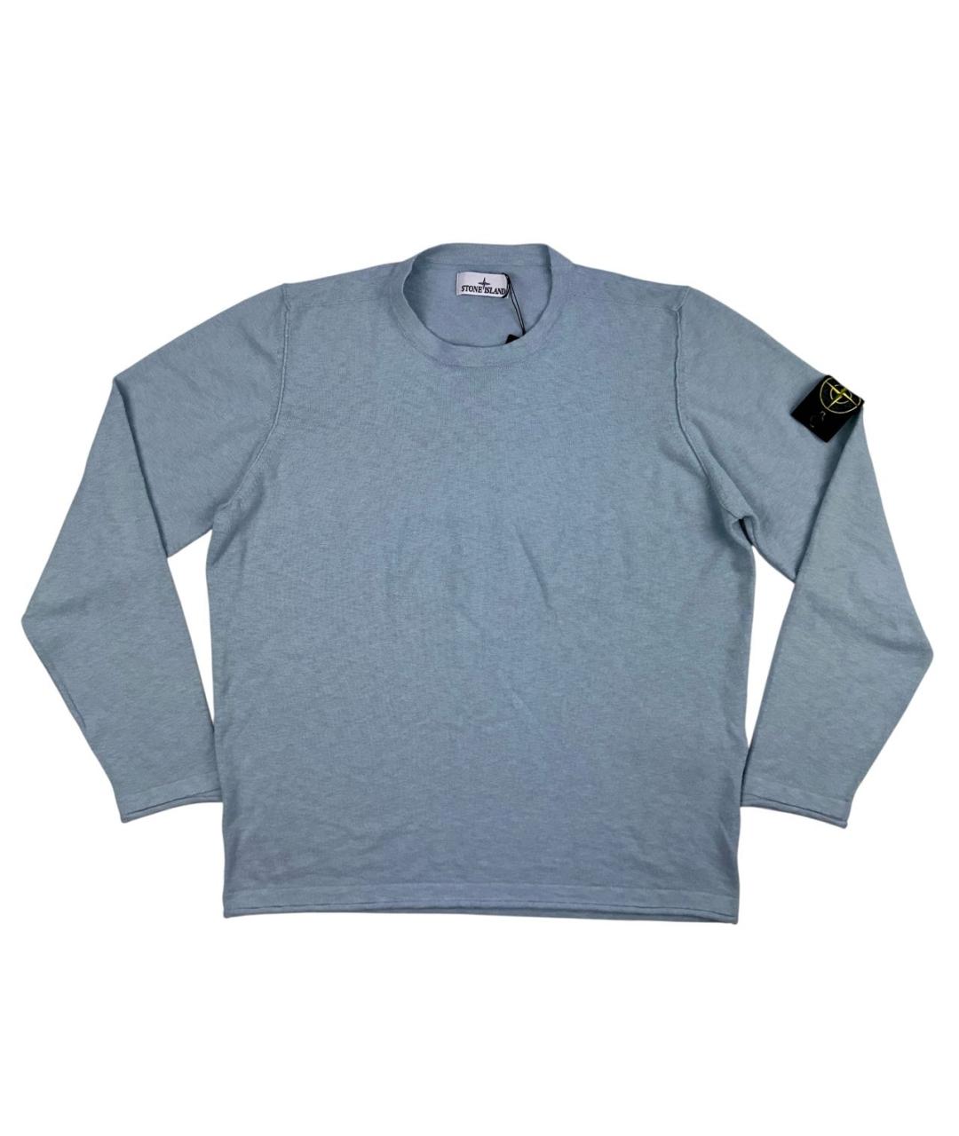 STONE ISLAND Голубой хлопко-эластановый джемпер / свитер, фото 7