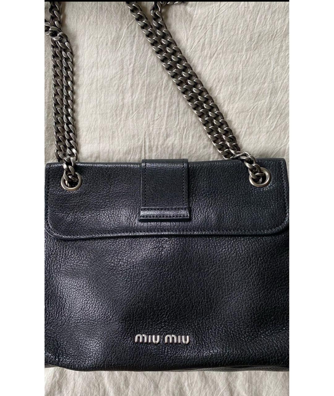 MIU MIU Черная кожаная сумка через плечо, фото 3