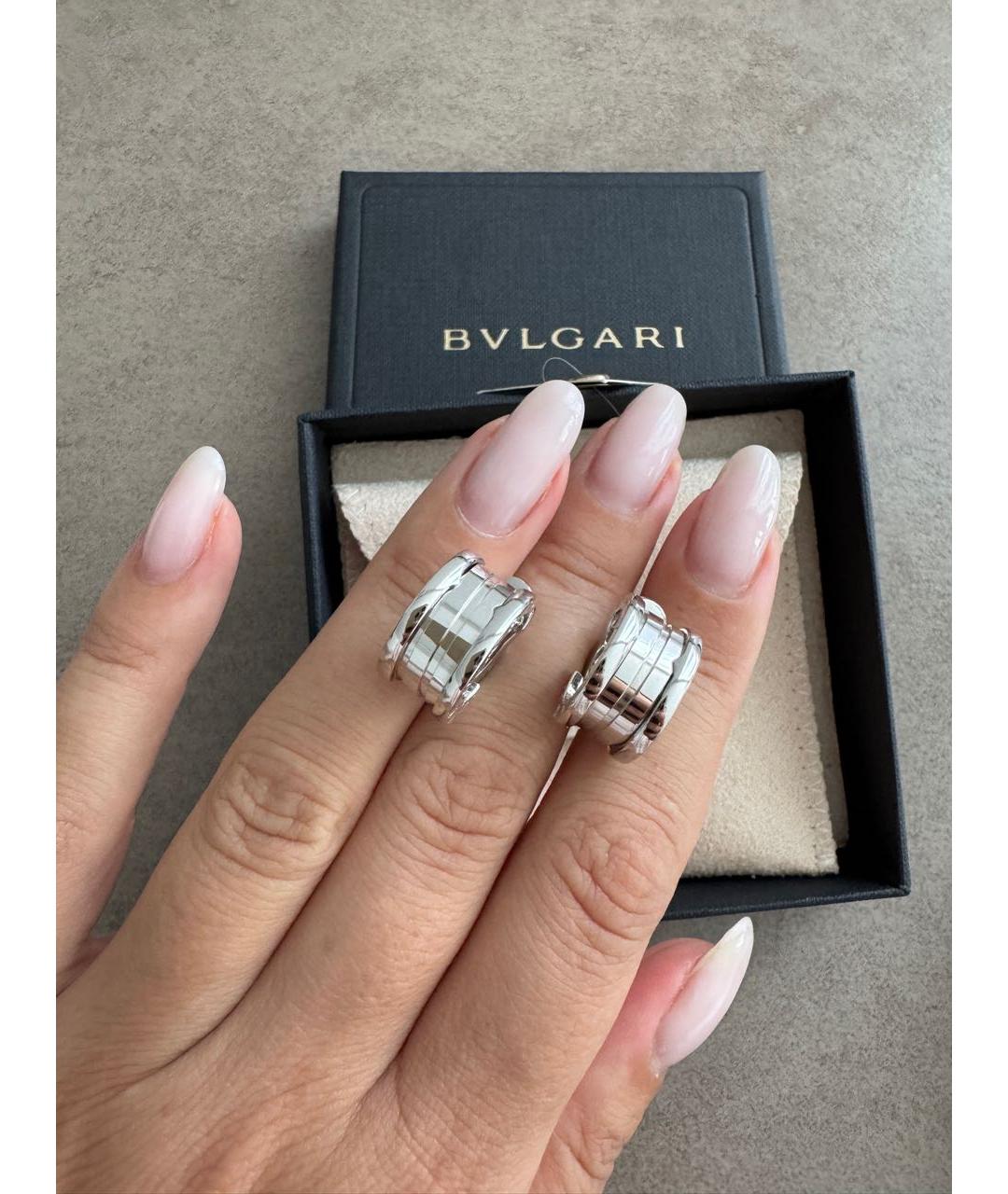 BVLGARI Серебряные серьги из белого золота, фото 3