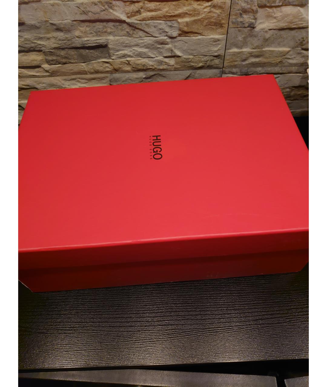 HUGO BOSS Красные кожаные низкие кроссовки / кеды, фото 6