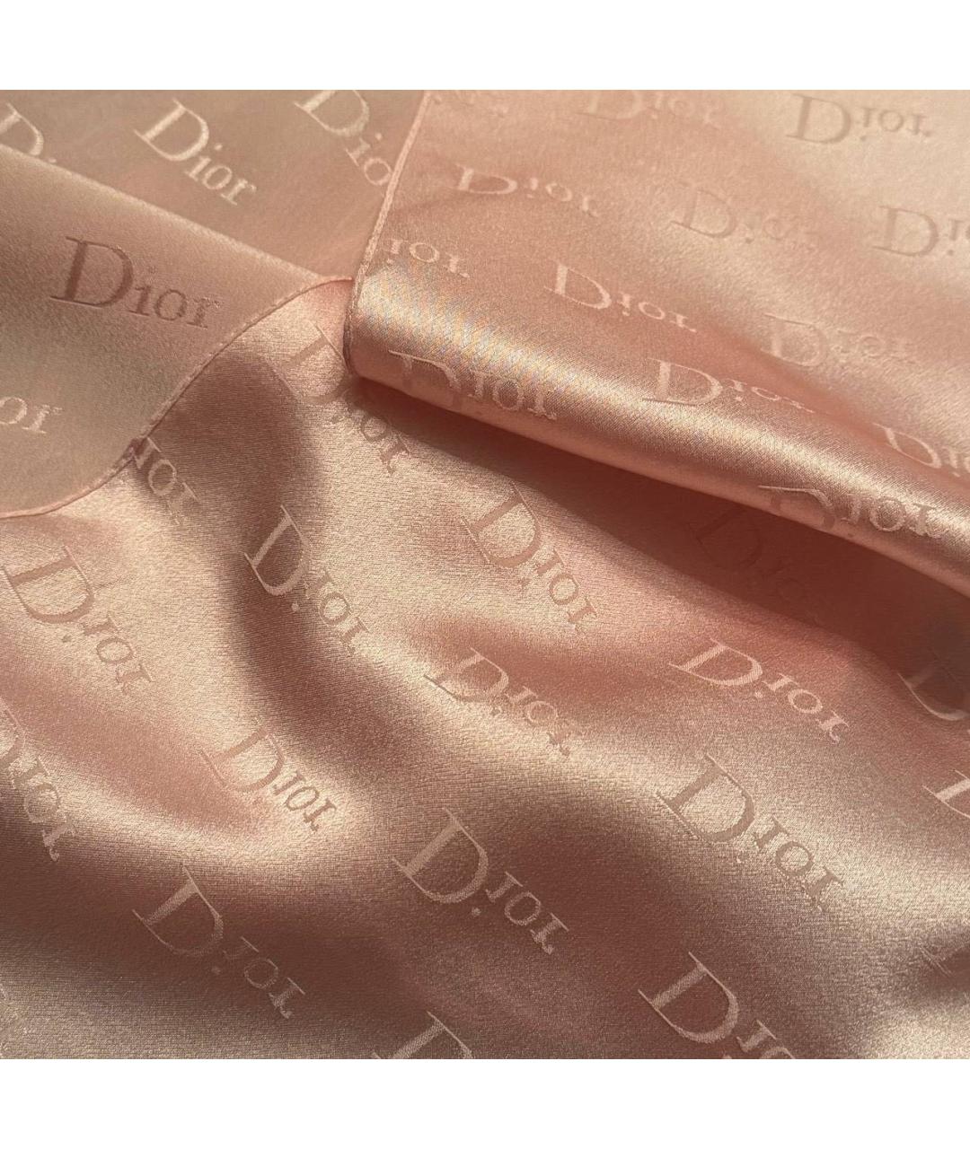 CHRISTIAN DIOR Розовый шелковый шарф, фото 2