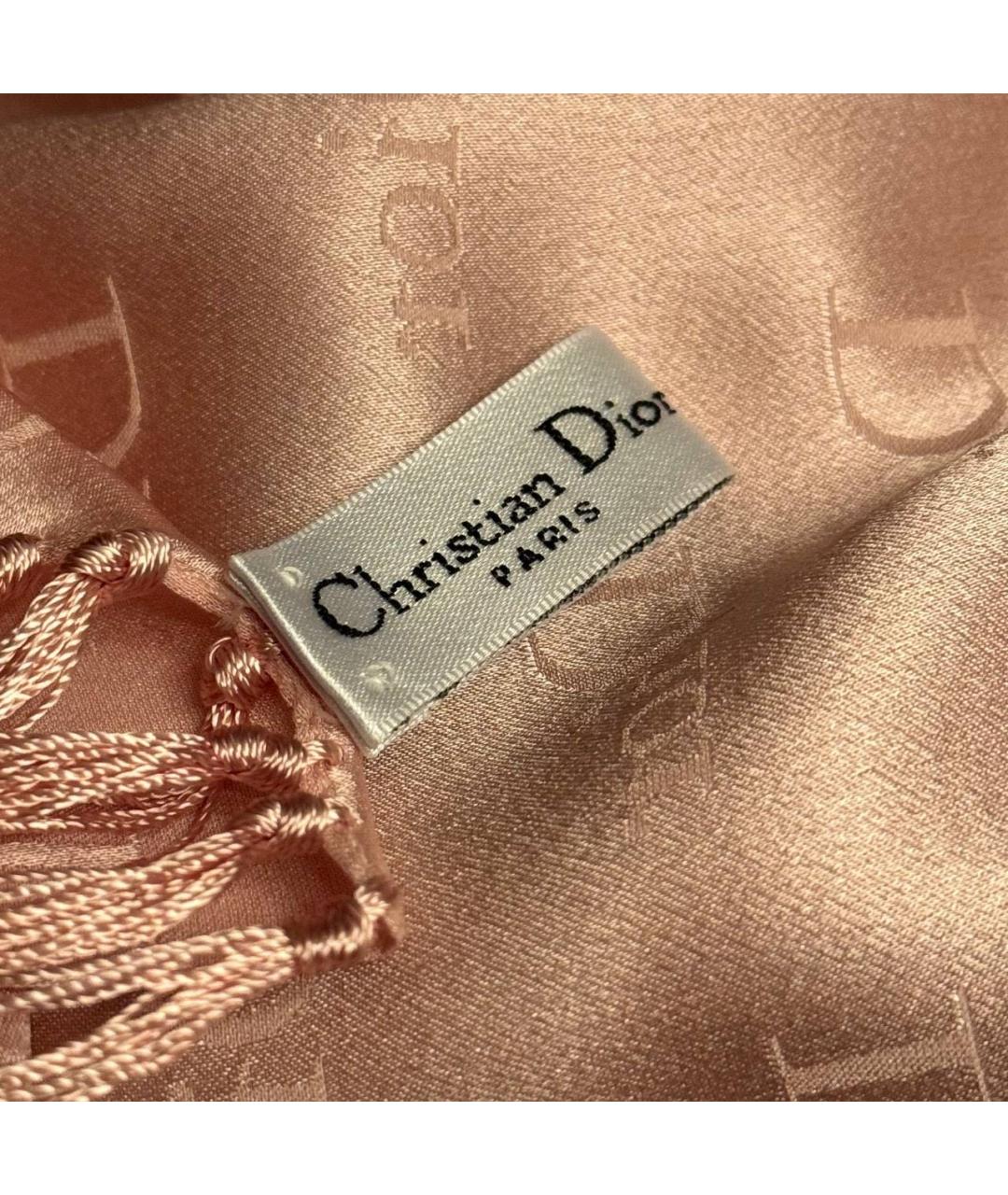 CHRISTIAN DIOR Розовый шелковый шарф, фото 5