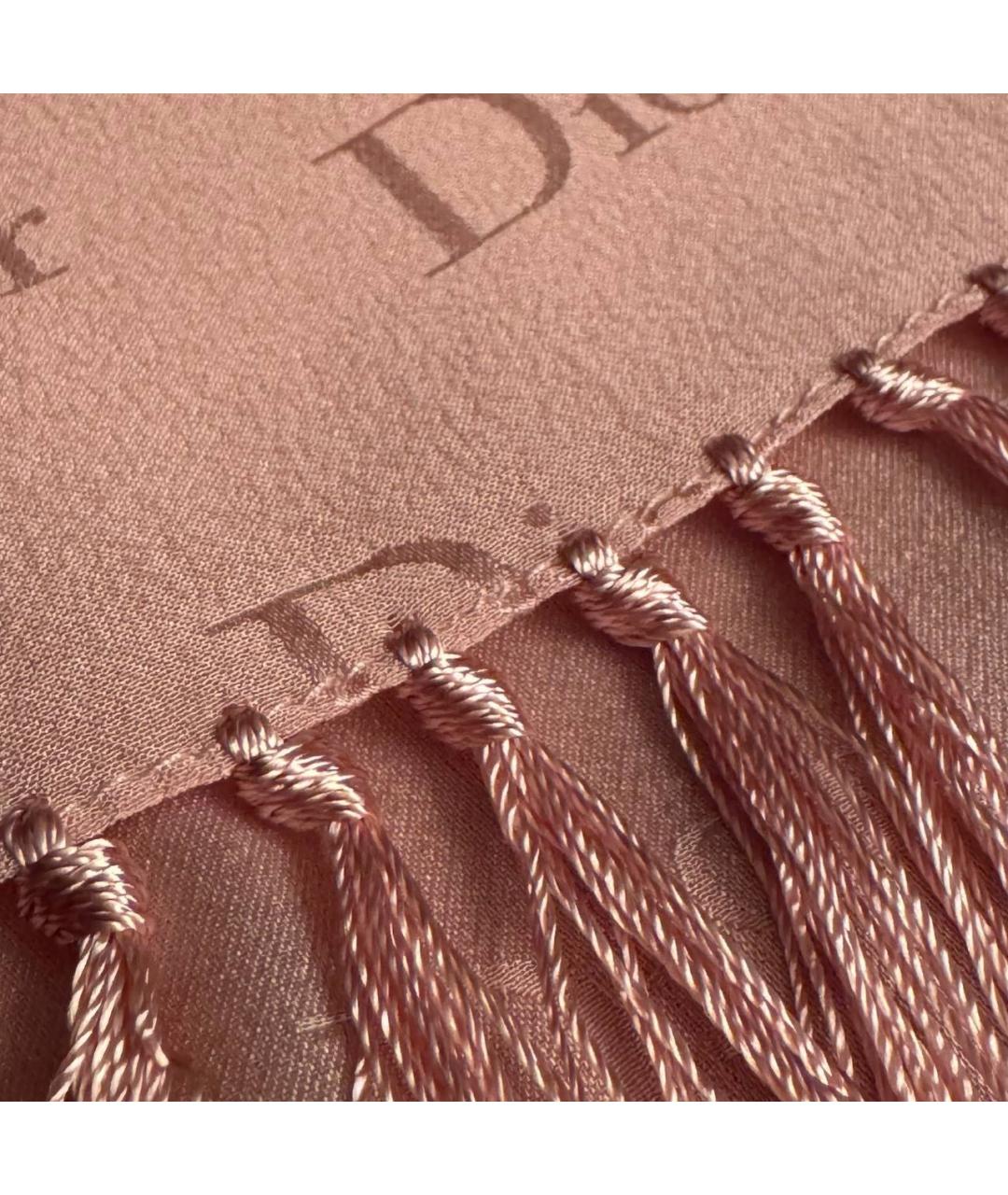 CHRISTIAN DIOR Розовый шелковый шарф, фото 4