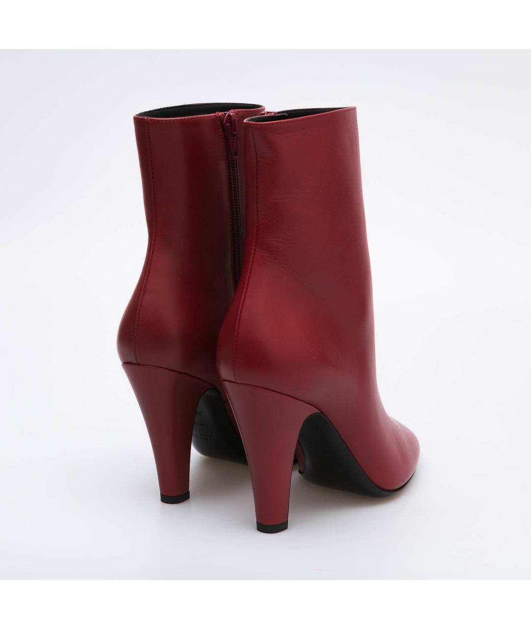 SAINT LAURENT Бордовые кожаные ботильоны, фото 4
