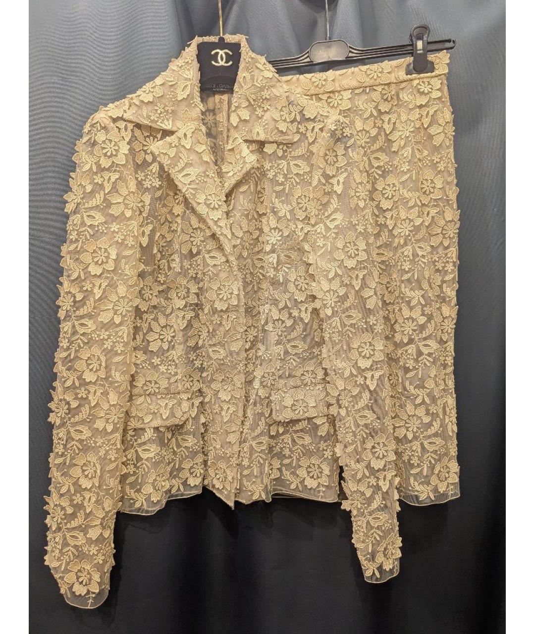 DOLCE&GABBANA Бежевый шелковый костюм с юбками, фото 3