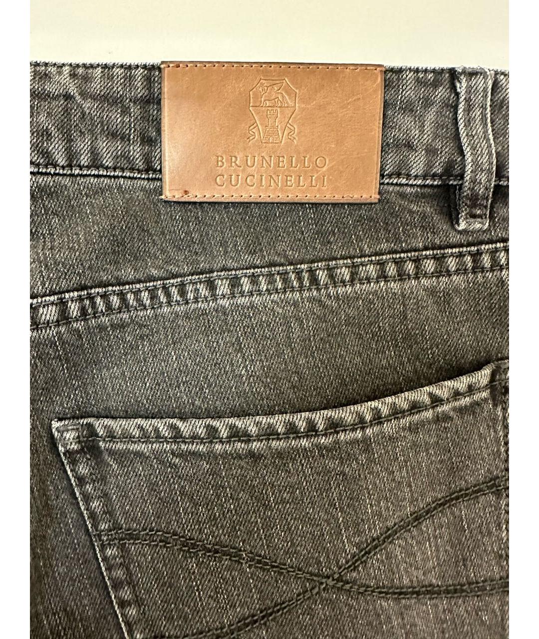 BRUNELLO CUCINELLI Серые хлопковые прямые джинсы, фото 4