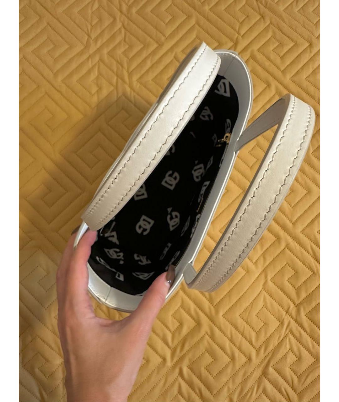 DOLCE&GABBANA Белая кожаная сумка тоут, фото 7