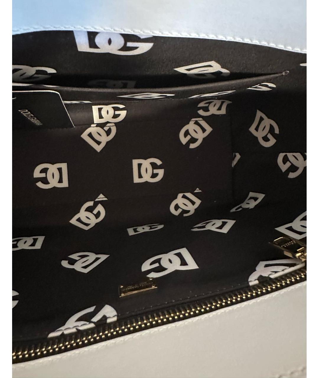 DOLCE&GABBANA Белая кожаная сумка тоут, фото 4