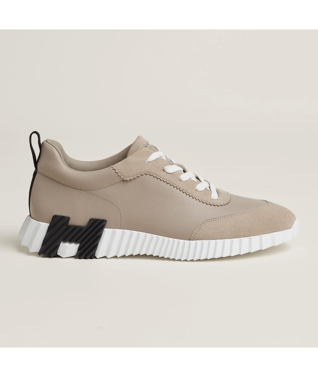 HERMES Бежевые кожаные низкие кроссовки / кеды, фото 3