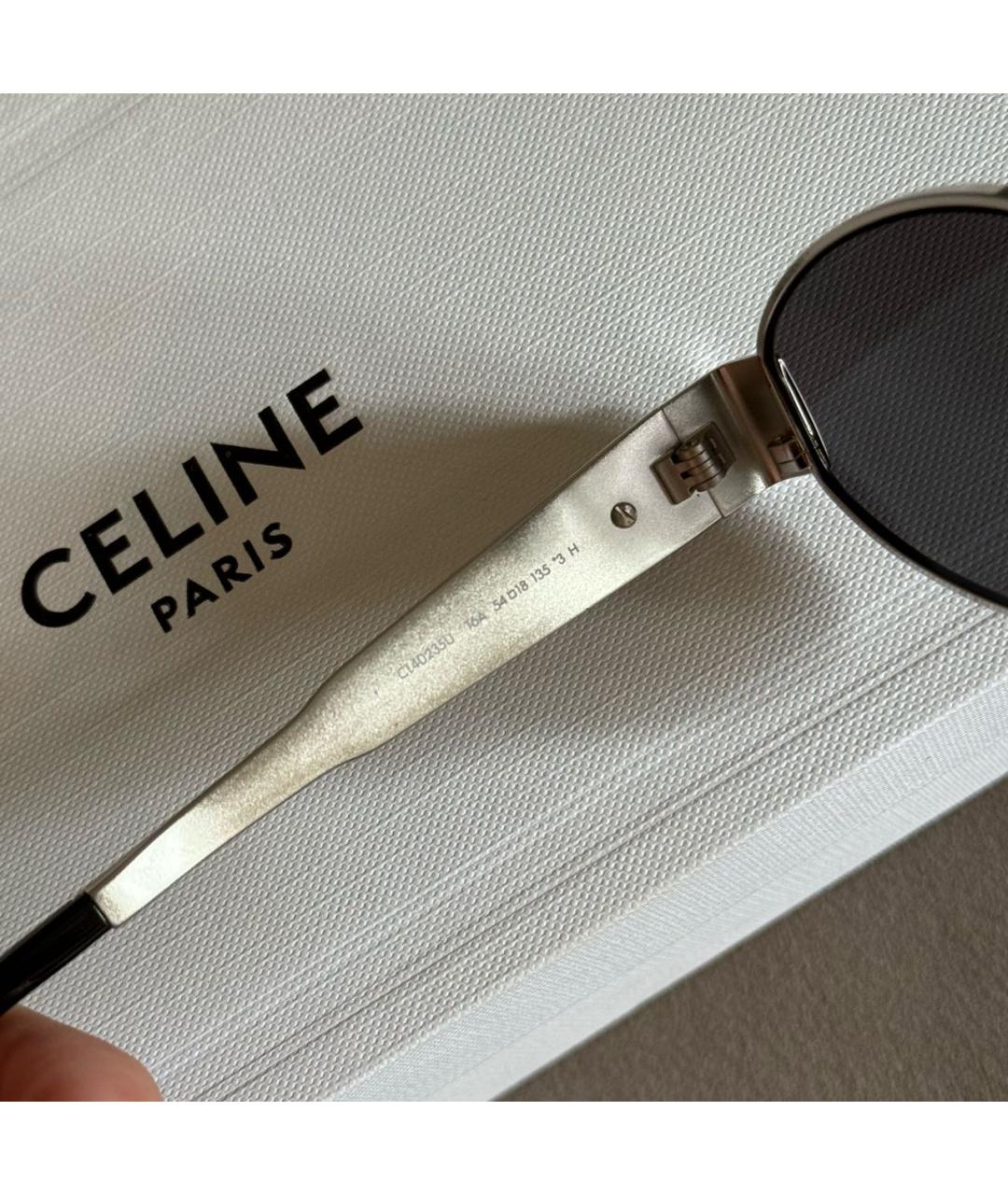 CELINE Серебряные металлические солнцезащитные очки, фото 3