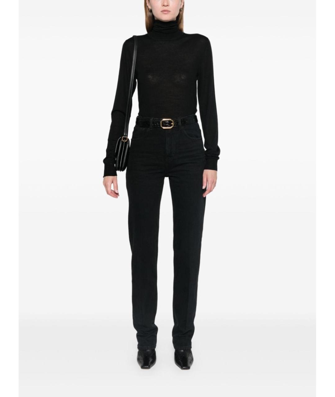 SAINT LAURENT Черные хлопковые прямые джинсы, фото 2