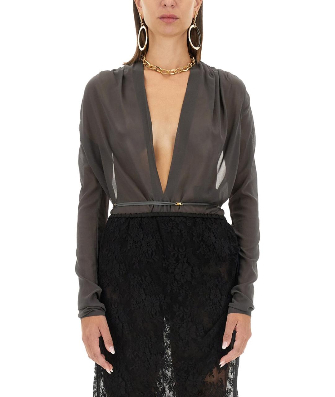SAINT LAURENT Серая шелковая блузы, фото 2