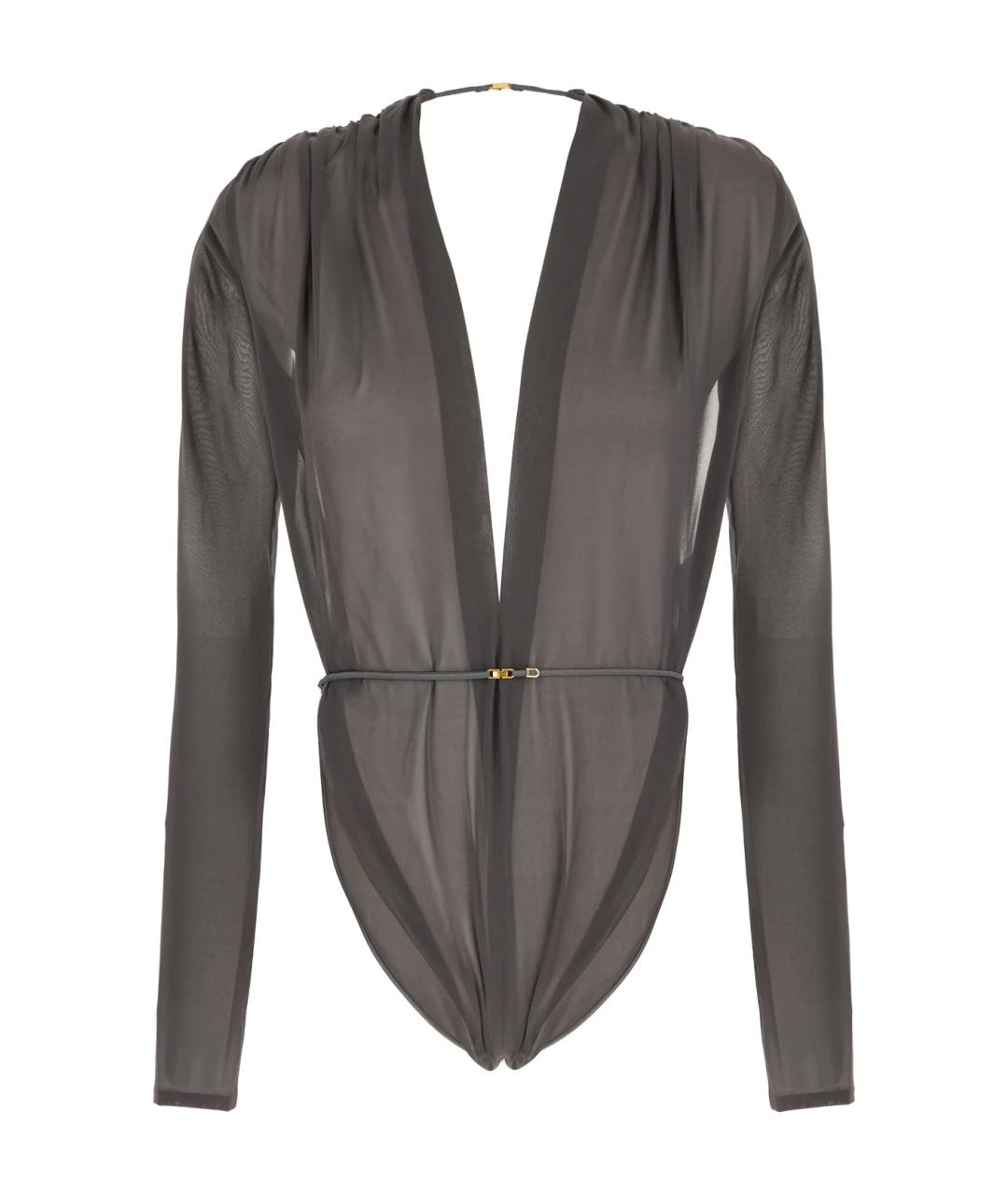 SAINT LAURENT Серая шелковая блузы, фото 1