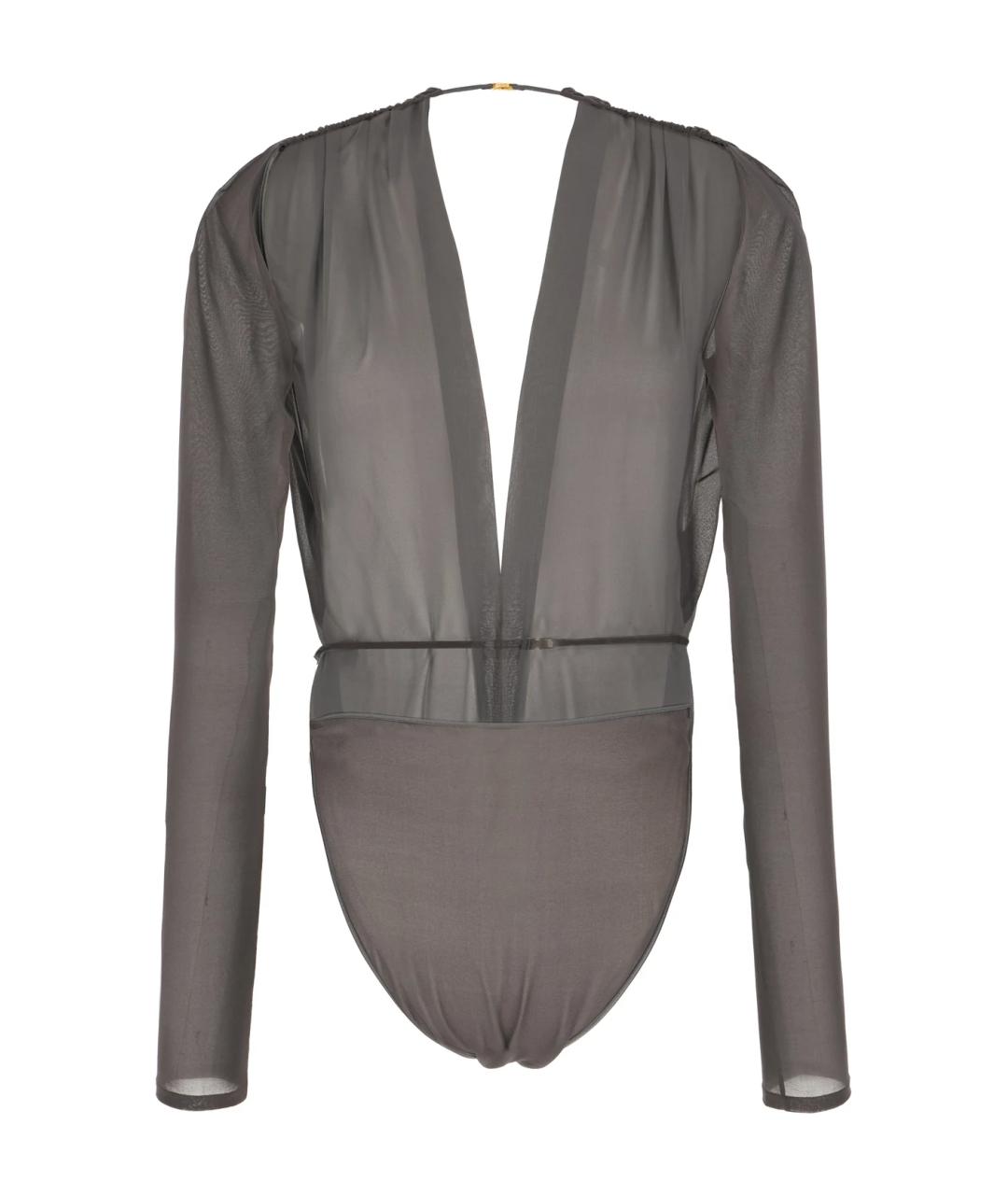 SAINT LAURENT Серая шелковая блузы, фото 6