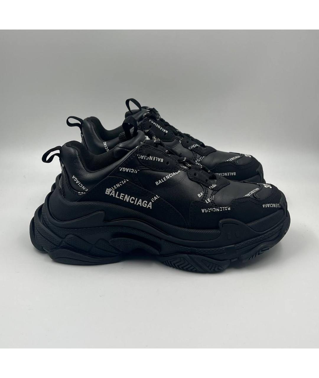 BALENCIAGA Черные кожаные кроссовки, фото 6