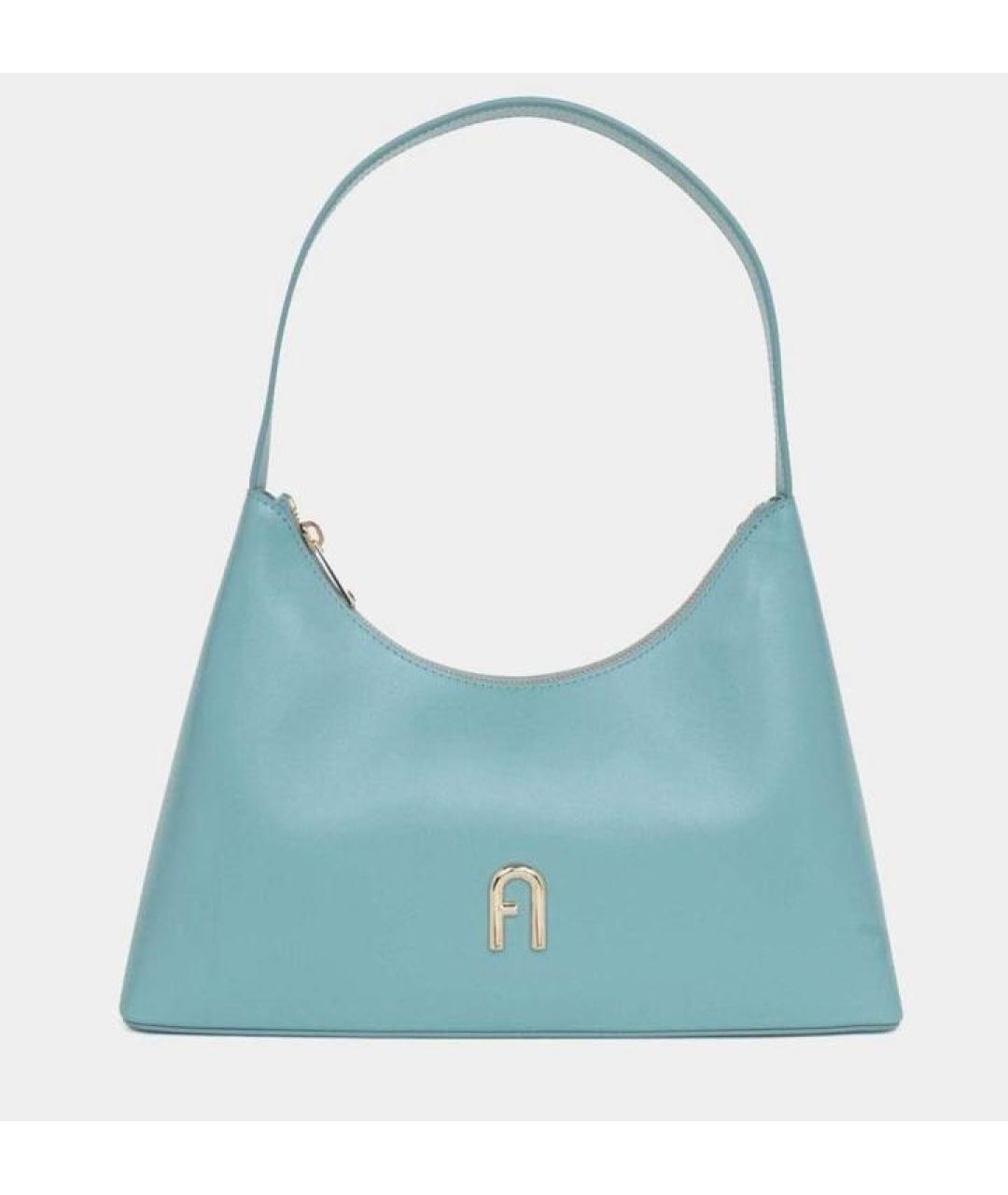 FURLA Бирюзовая кожаная сумка через плечо, фото 5
