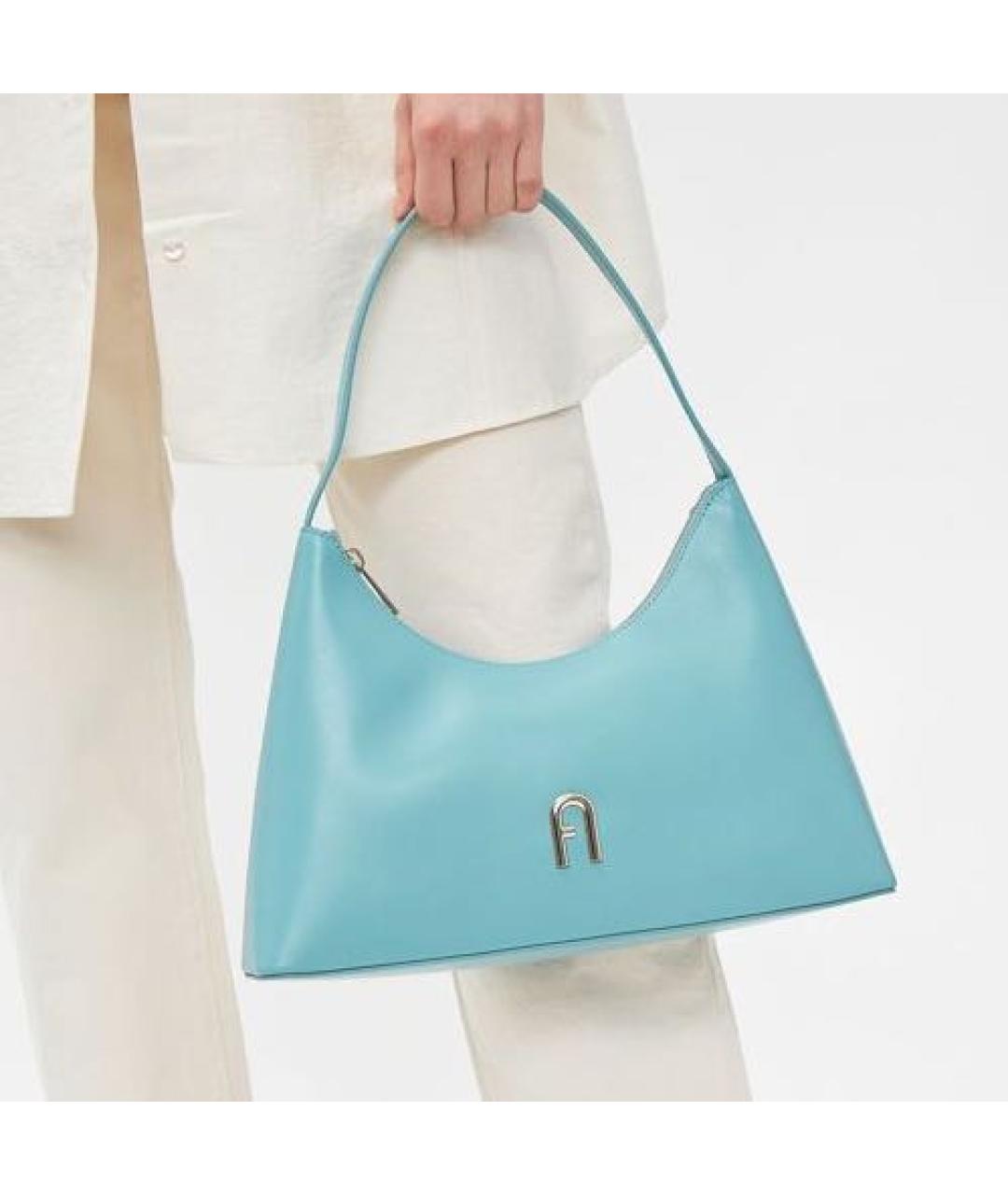 FURLA Бирюзовая кожаная сумка через плечо, фото 4