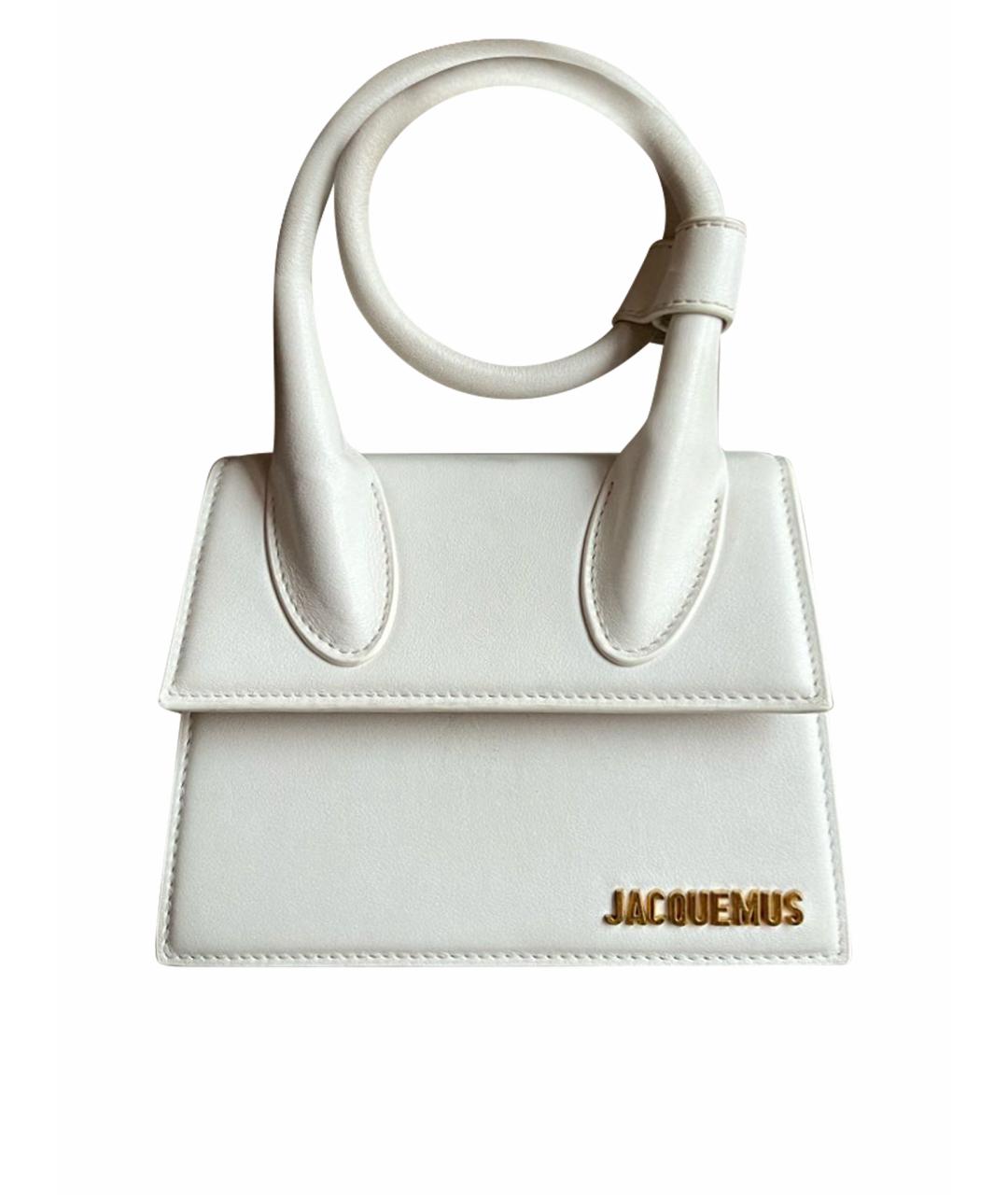 JACQUEMUS Белая кожаная сумка с короткими ручками, фото 1