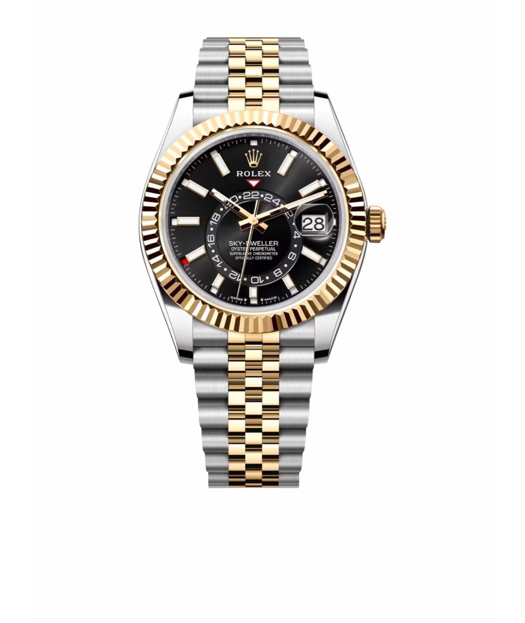 ROLEX Черные часы из желтого золота, фото 1