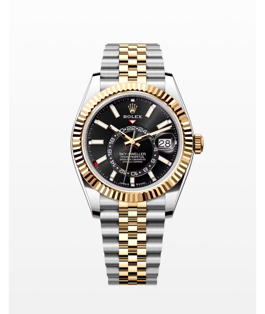 ROLEX Черные часы из желтого золота, фото 3