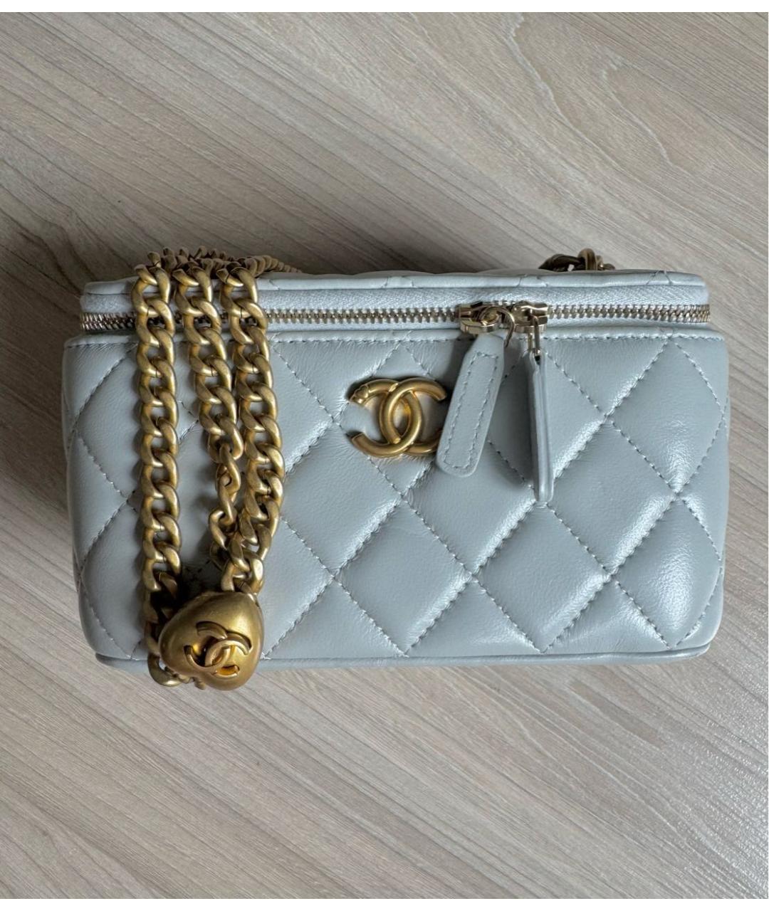 CHANEL Голубая кожаная сумка через плечо, фото 8
