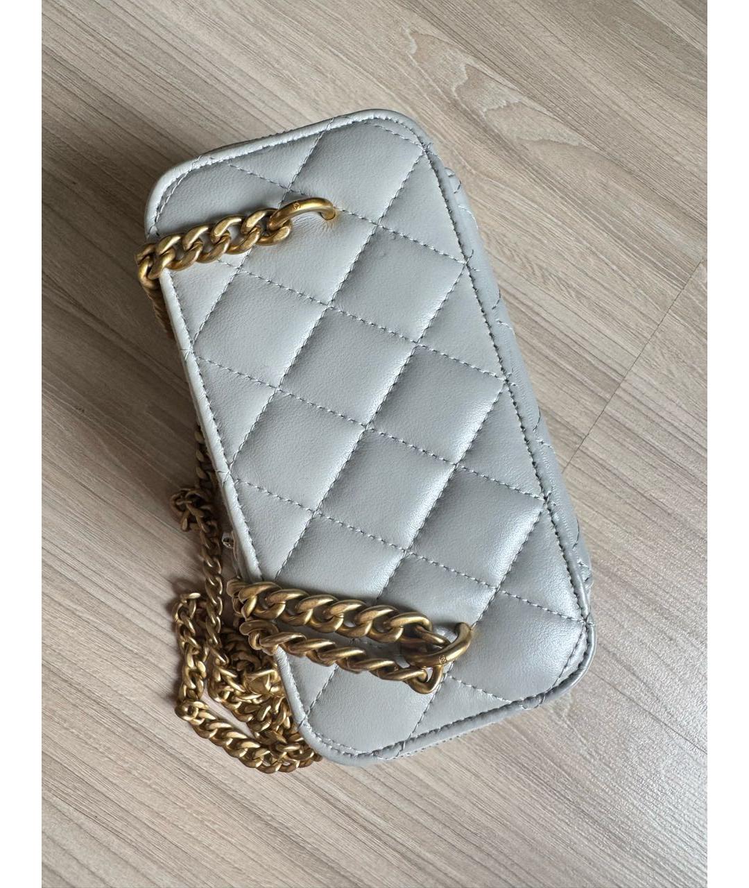CHANEL Голубая кожаная сумка через плечо, фото 5