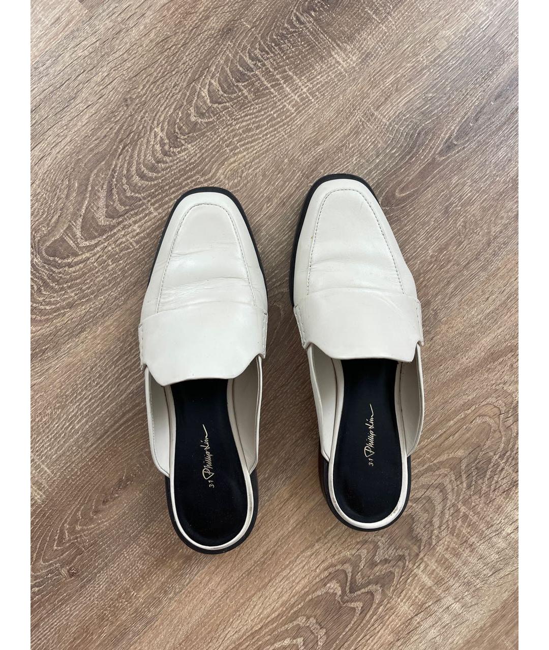 3.1 PHILLIP LIM Белые кожаные мюли, фото 4