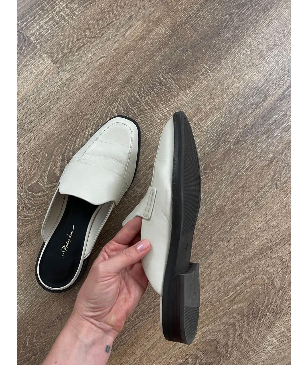 3.1 PHILLIP LIM Белые кожаные мюли, фото 5