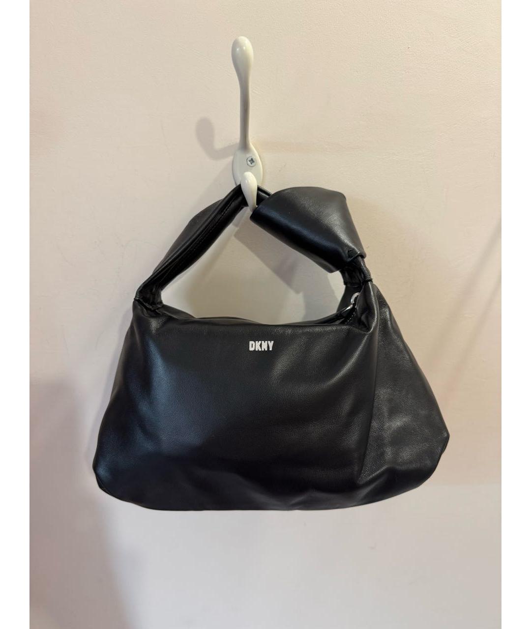 DKNY Черная кожаная сумка с короткими ручками, фото 7