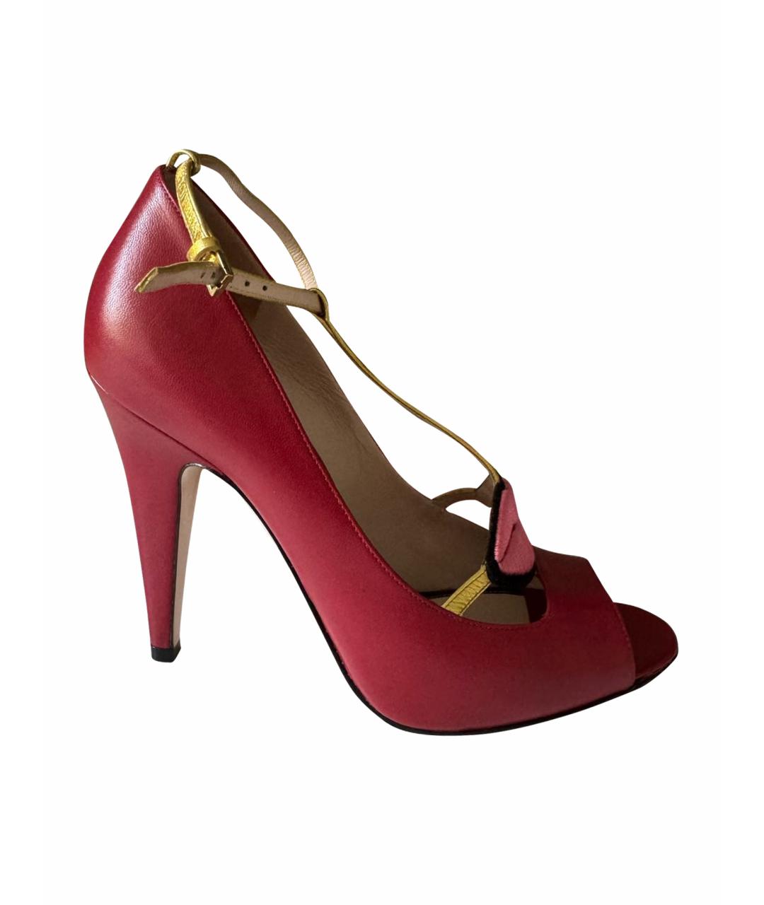 GUCCI Красные кожаные босоножки, фото 1