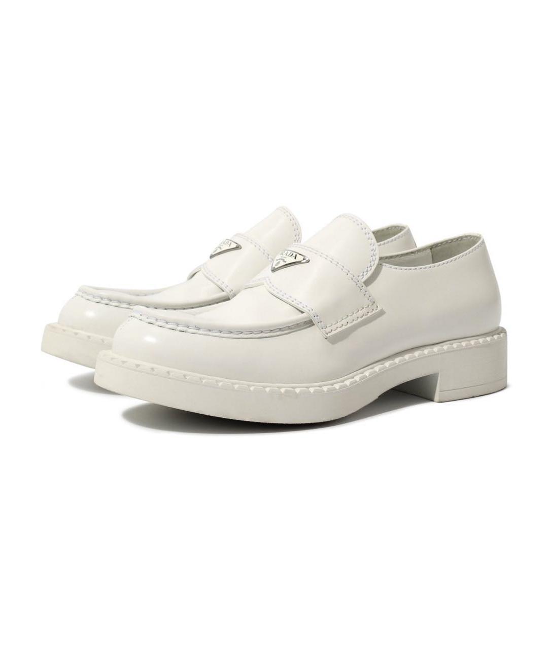 PRADA Белые кожаные лоферы, фото 9