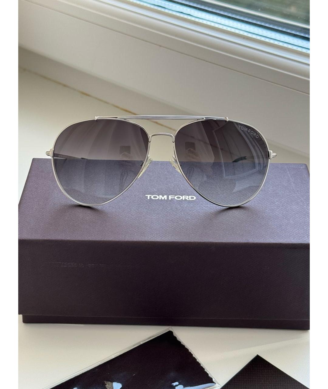 TOM FORD Серебряные металлические солнцезащитные очки, фото 6