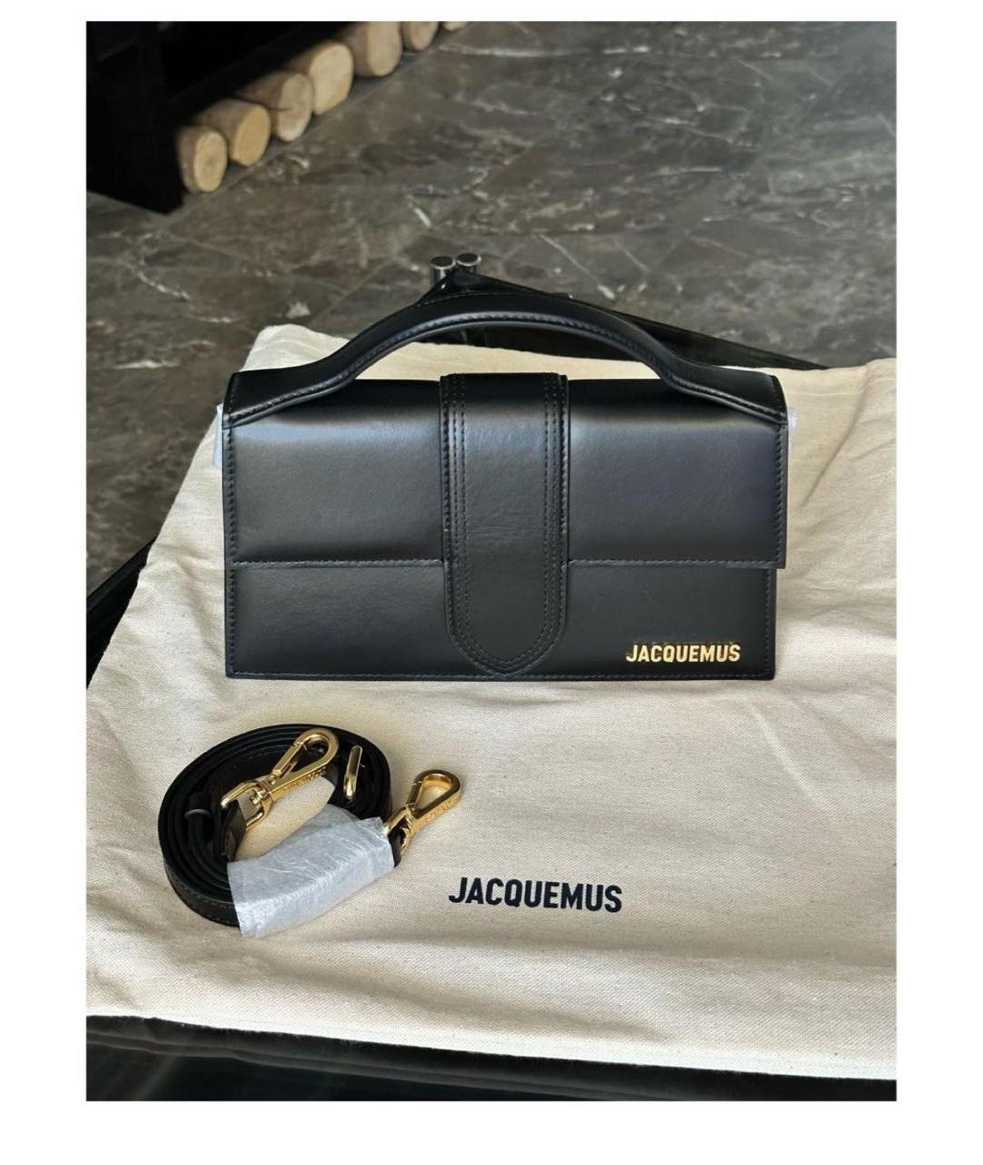 JACQUEMUS Черная кожаная сумка с короткими ручками, фото 2