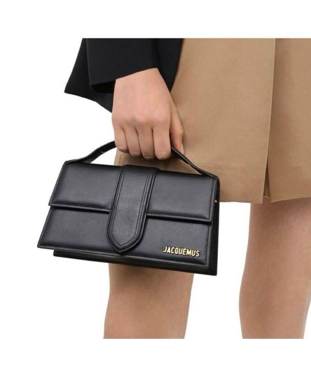 JACQUEMUS Черная кожаная сумка с короткими ручками, фото 7