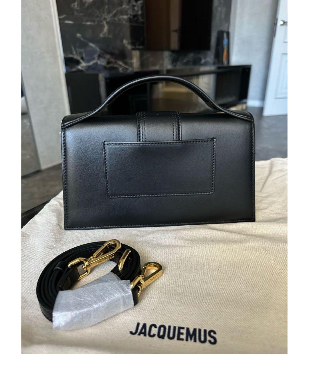 JACQUEMUS Черная кожаная сумка с короткими ручками, фото 3