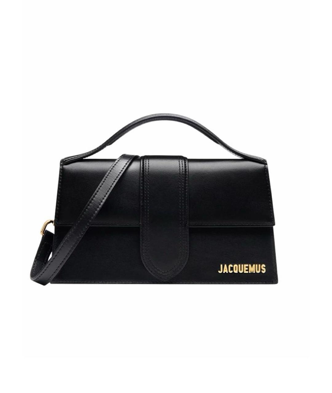 JACQUEMUS Черная кожаная сумка с короткими ручками, фото 1