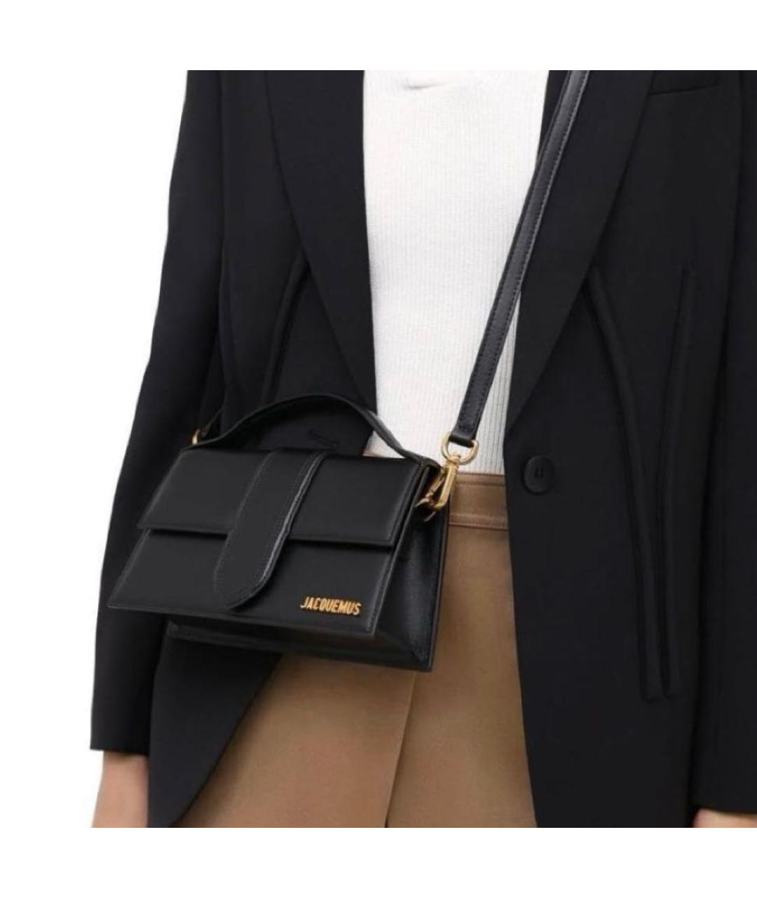 JACQUEMUS Черная кожаная сумка с короткими ручками, фото 6