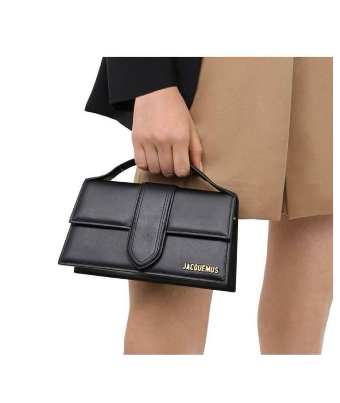 JACQUEMUS Черная кожаная сумка с короткими ручками, фото 5