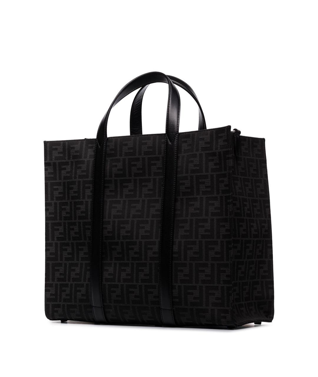 FENDI Черная жаккардовая сумка тоут, фото 2