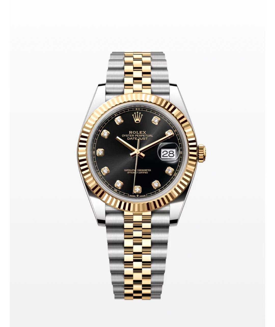 ROLEX Черные часы из желтого золота, фото 3