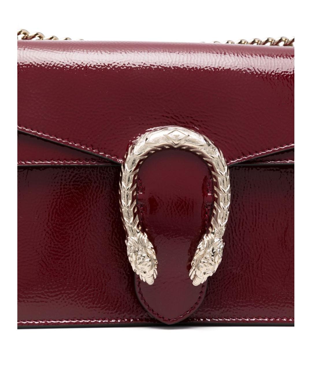 GUCCI Бордовая сумка через плечо из лакированной кожи, фото 4