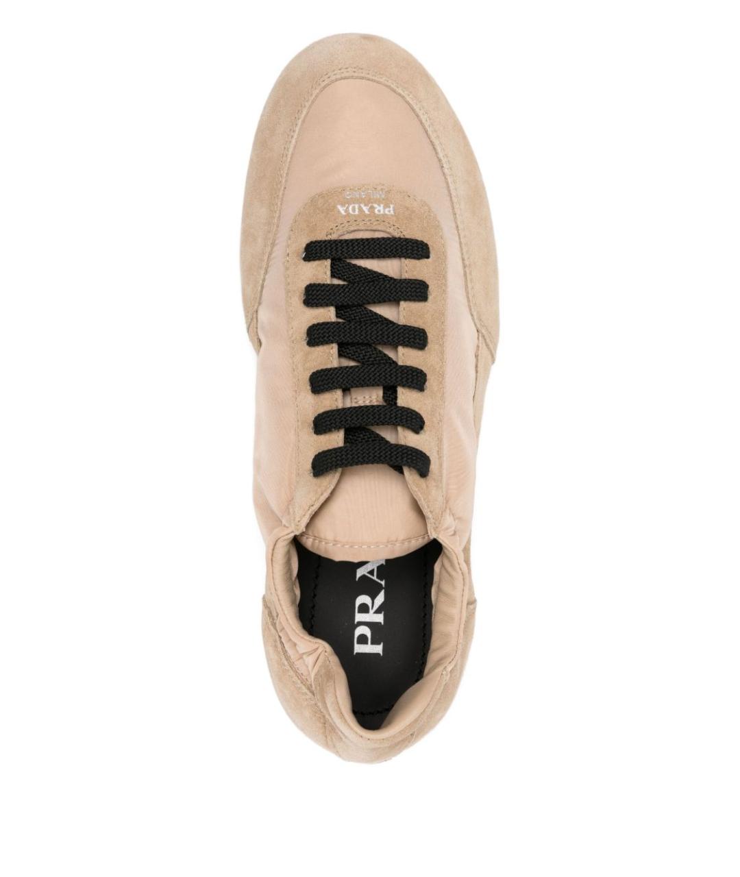 PRADA Бежевые замшевые кроссовки, фото 4