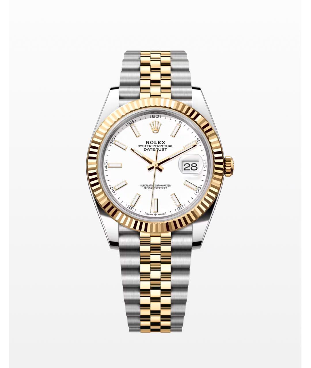 ROLEX Белые часы из желтого золота, фото 3