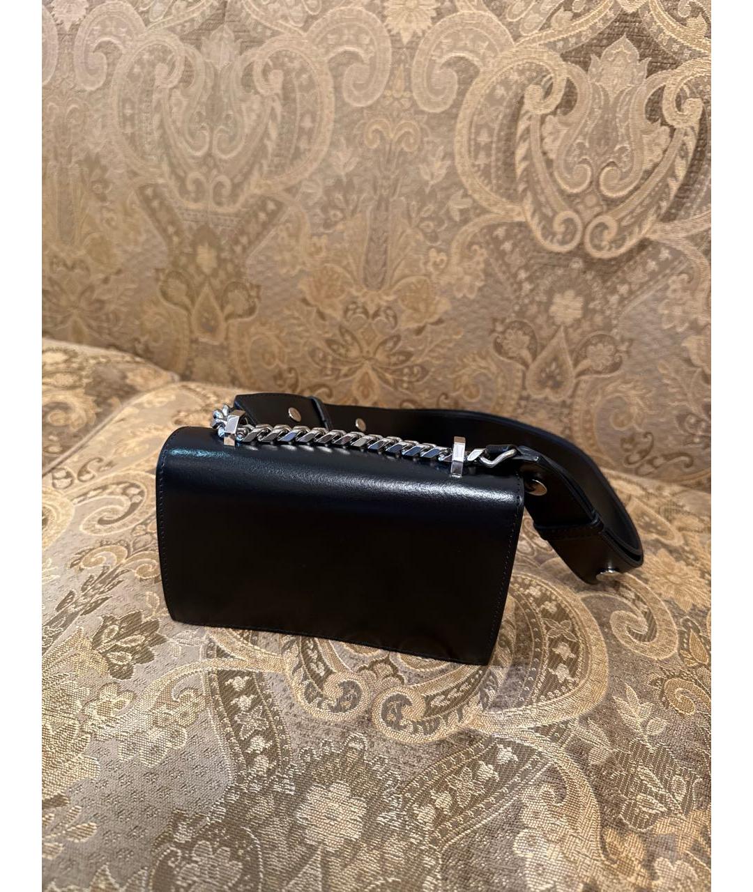 ALEXANDER MCQUEEN Черная кожаная сумка с короткими ручками, фото 3