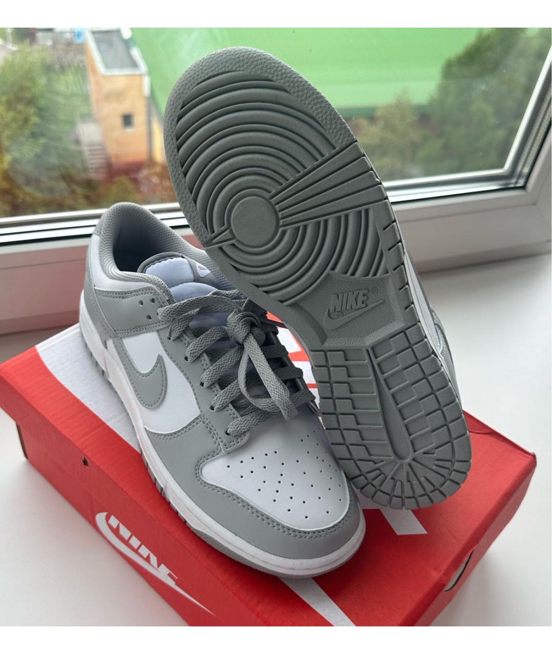 NIKE Серые кожаные низкие кроссовки / кеды, фото 6